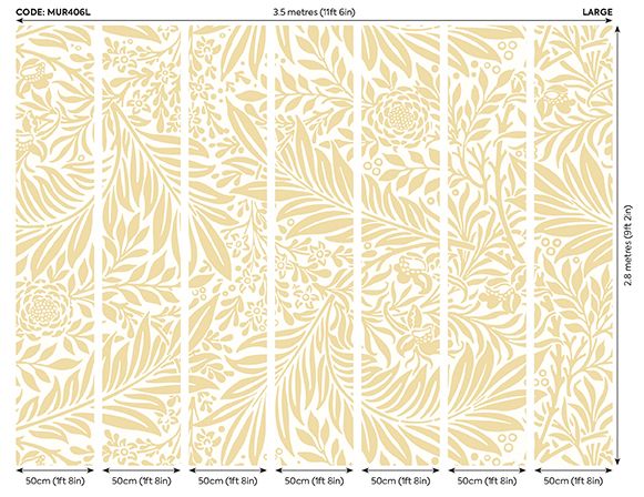 MUR406L Trailing Ferns Soft Gold Mural Large by Origin Murals