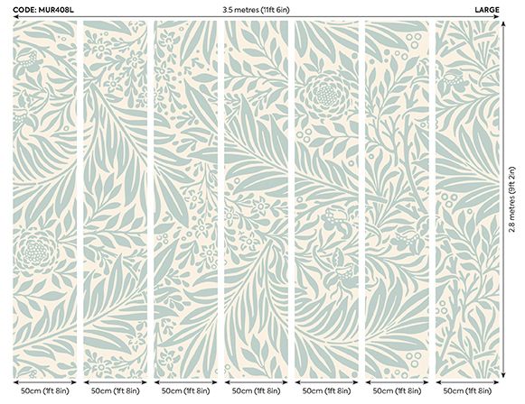 MUR408L Trailing Ferns Duck Egg Mural Large by Origin Murals