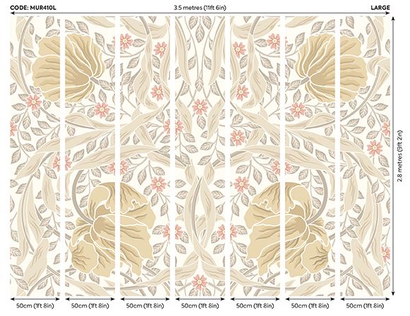 MUR410L Flower Circle Linen And Blush Mural Large by Origin Murals