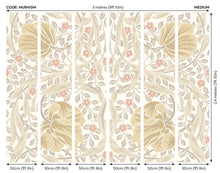 MUR410M Flower Circle Linen And Blush Mural Medium by Origin Murals