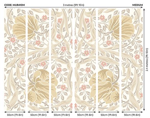 MUR410M Flower Circle Linen And Blush Mural Medium by Origin Murals