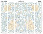 MUR412M Flower Circle Soft Blue Mural Medium by Origin Murals