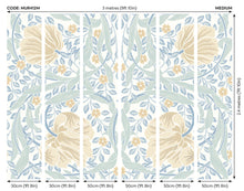 MUR412M Flower Circle Soft Blue Mural Medium by Origin Murals