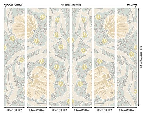 MUR413M Flower Circle Duck Egg And Linen Mural Medium by Origin Murals