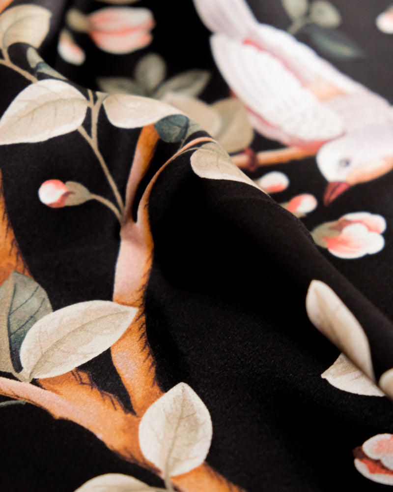 Birds Prosperity Onyx Forbidden City Fabric by Coordonné