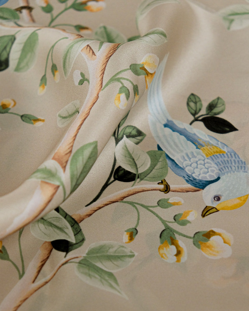 Birds Prosperity Papyrus Forbidden City Fabric by Coordonné