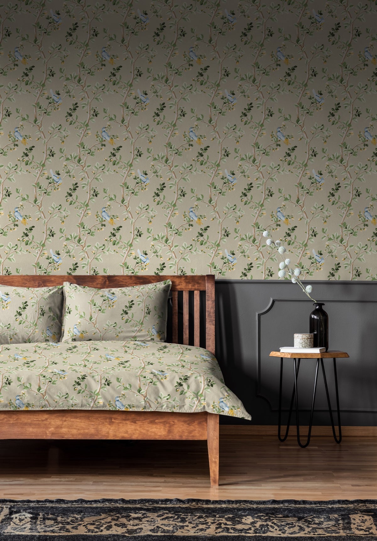 Birds Prosperity Papyrus Forbidden City Fabric by Coordonné