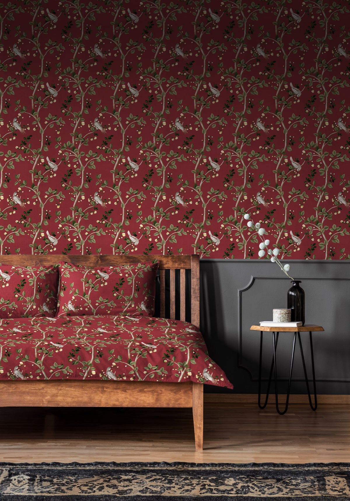 Birds Prosperity Ruby Forbidden City Fabric by Coordonné