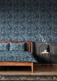 Birds Prosperity Sapphire Forbidden City Fabric by Coordonné