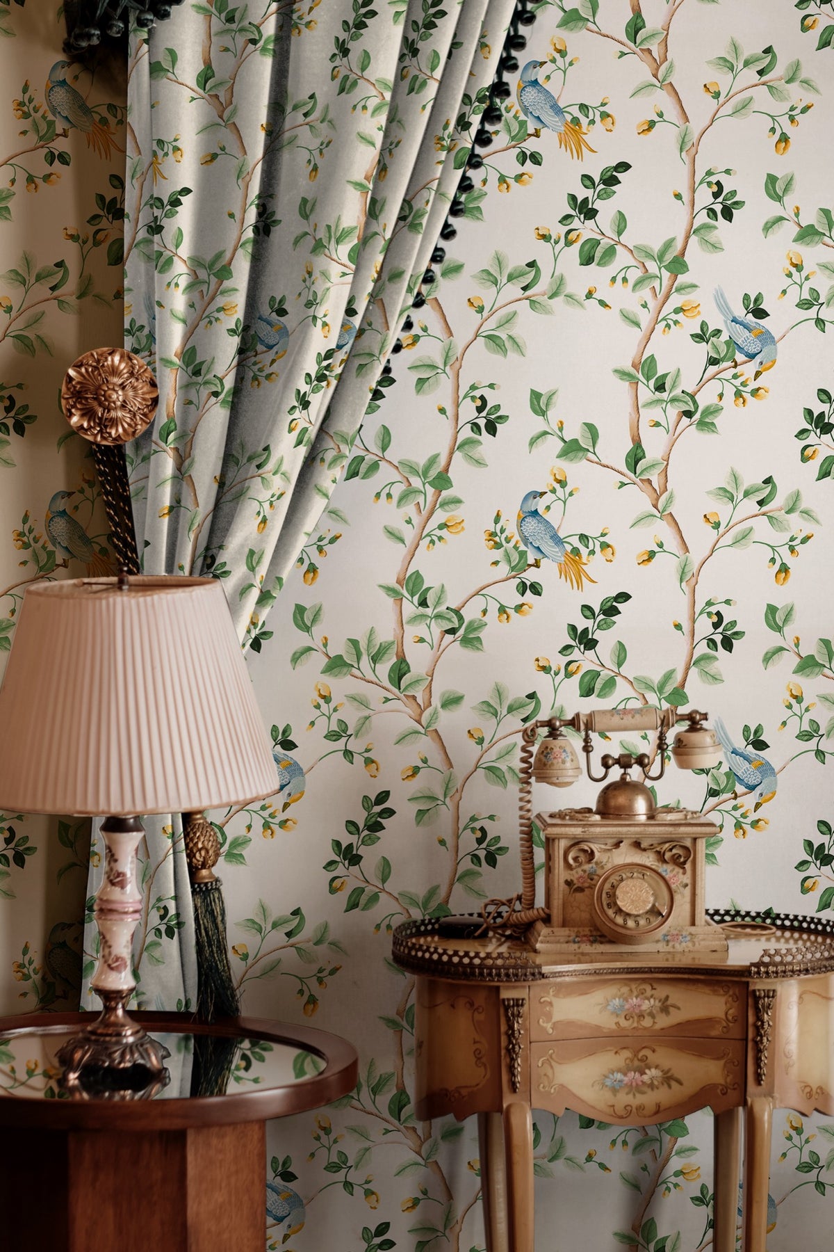 Birds Prosperity Swan Forbidden City Fabric by Coordonné