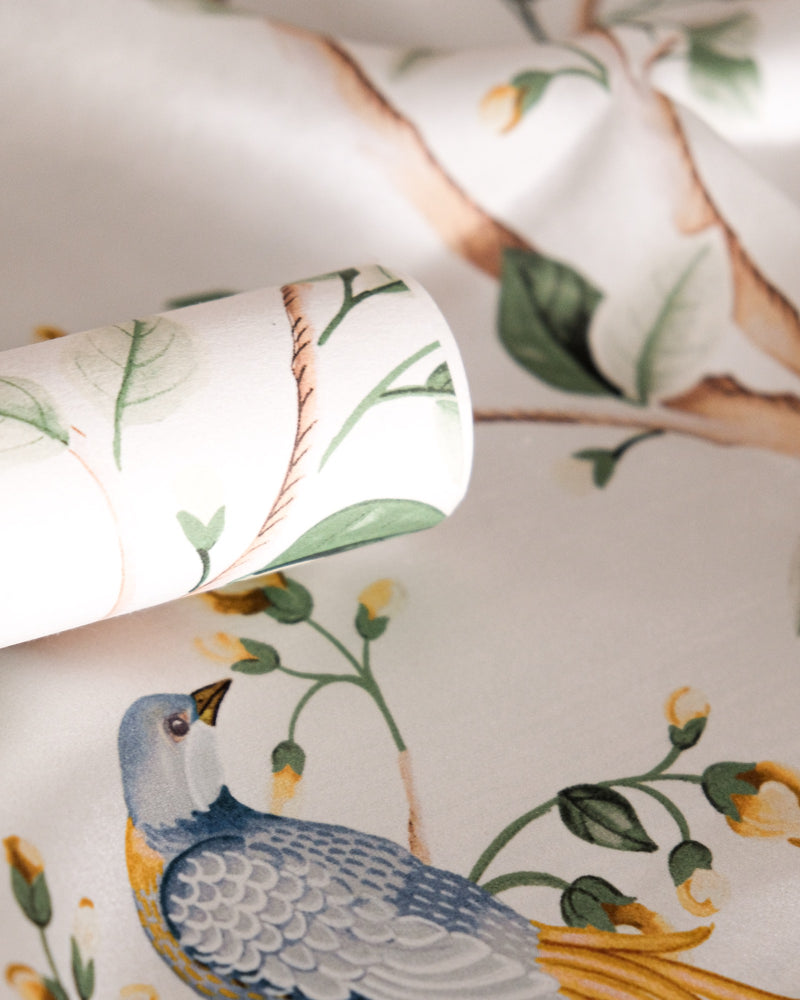 Birds Prosperity Swan Forbidden City Fabric by Coordonné