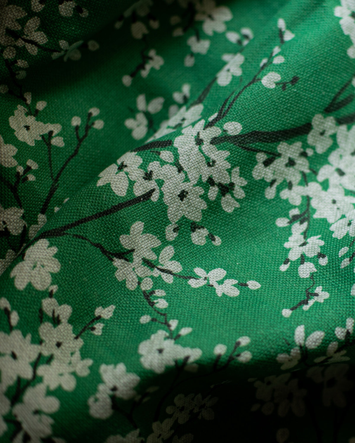 Cherry Blossom Emerald Forbidden City Fabric by Coordonné