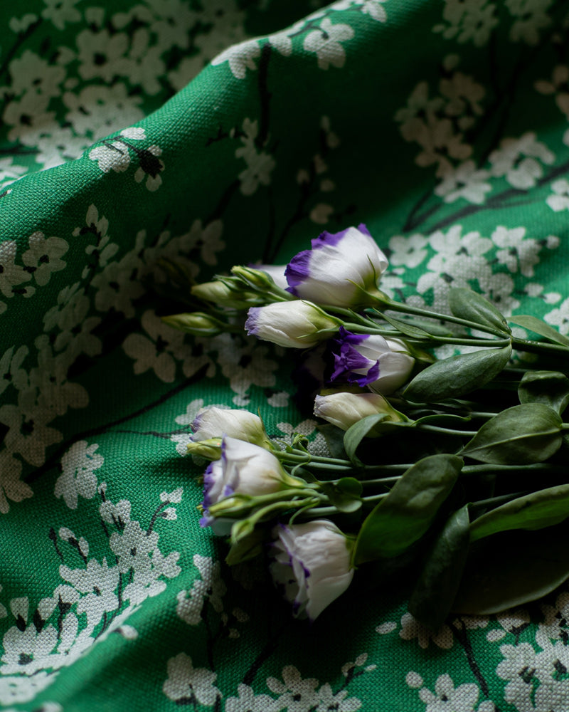 Cherry Blossom Emerald Forbidden City Fabric by Coordonné