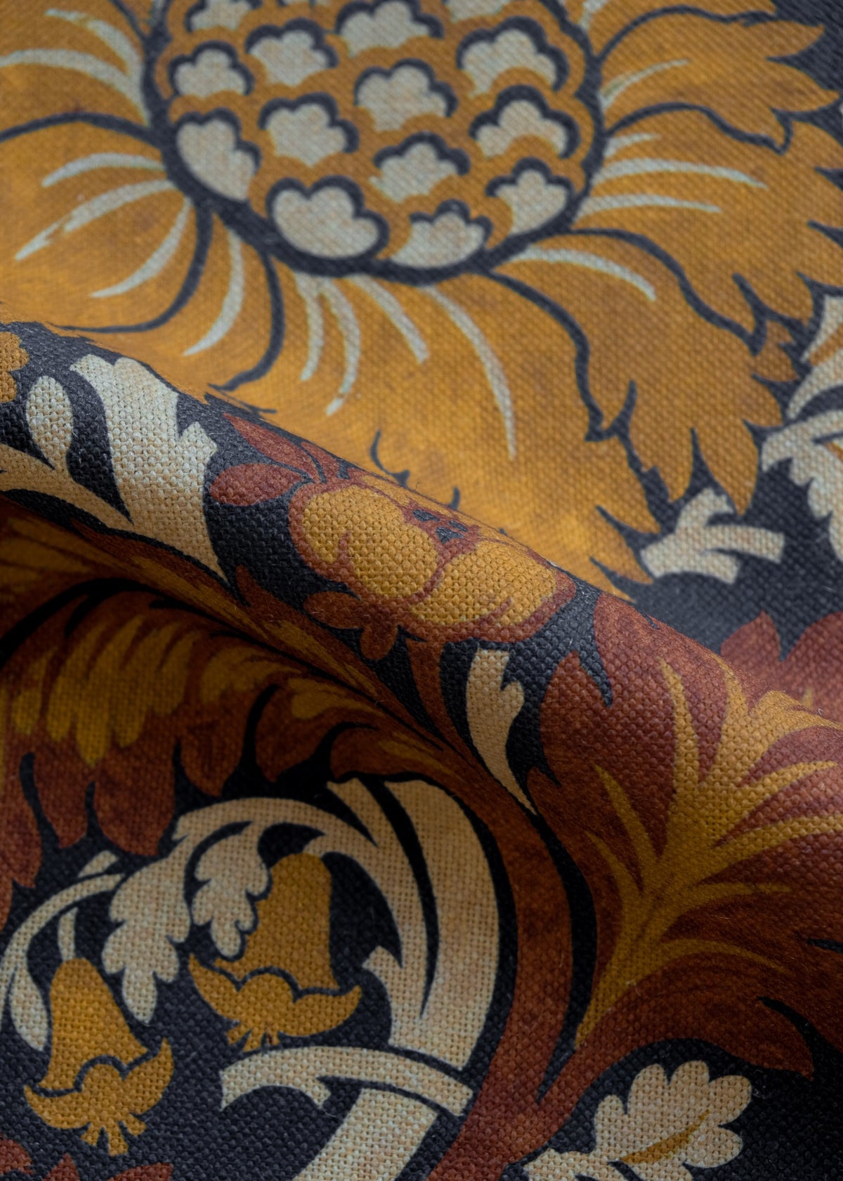 Chinese Damask Curry Damaskus Fabric by Coordonné