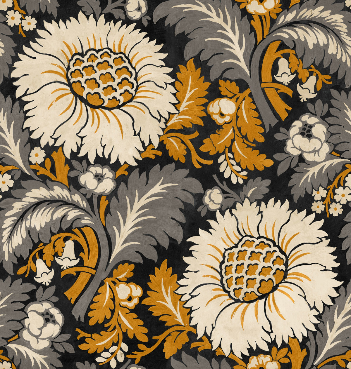 Chinese Damask Papyrus Damaskus Fabric by Coordonné