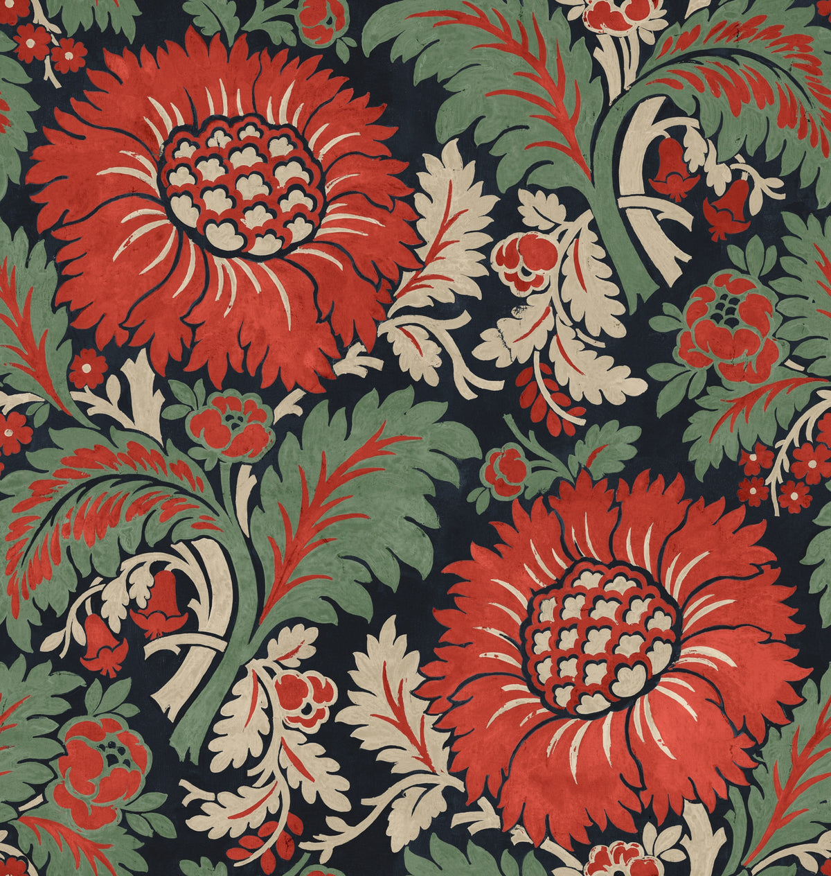 Chinese Damask Ruby Damaskus Fabric by Coordonné