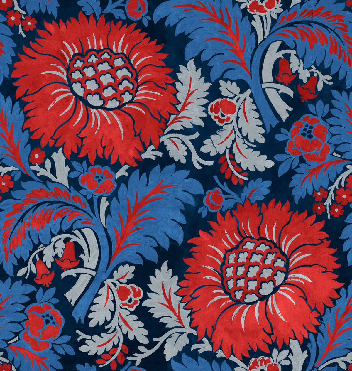 Chinese Damask Sapphire Damaskus Fabric by Coordonné