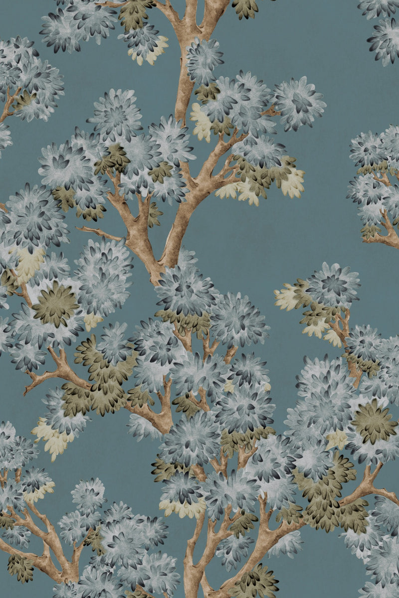 Field Maple Sapphire Cotswolds Fabric by Coordonné