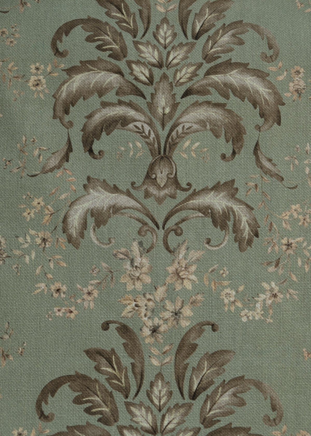 French Damask Aqua Damaskus Fabric by Coordonné