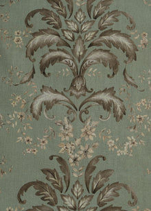 French Damask Aqua Damaskus Fabric by Coordonné