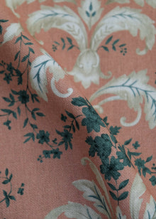French Damask Coral Damaskus Fabric by Coordonné