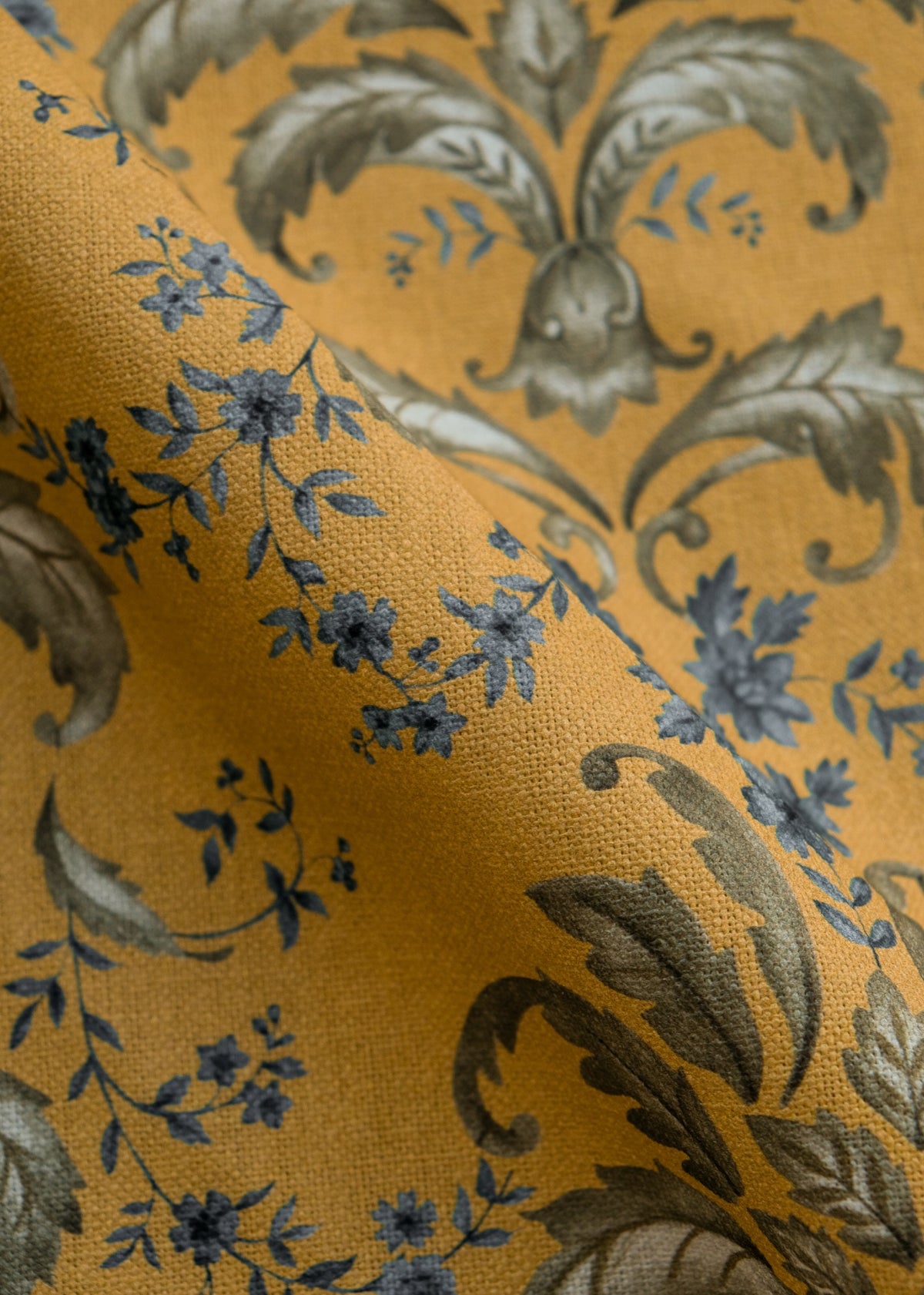 French Damask Curry Damaskus Fabric by Coordonné