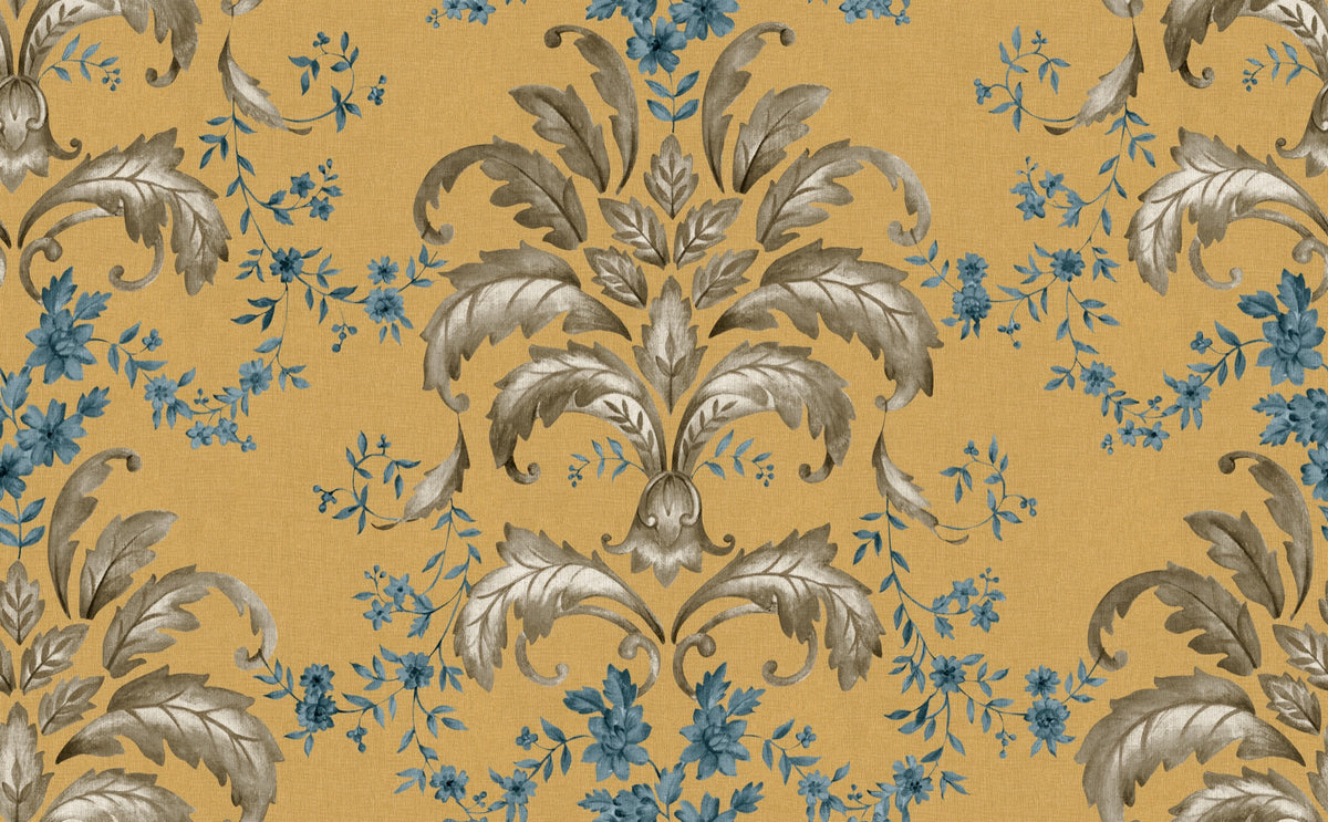 French Damask Curry Damaskus Fabric by Coordonné