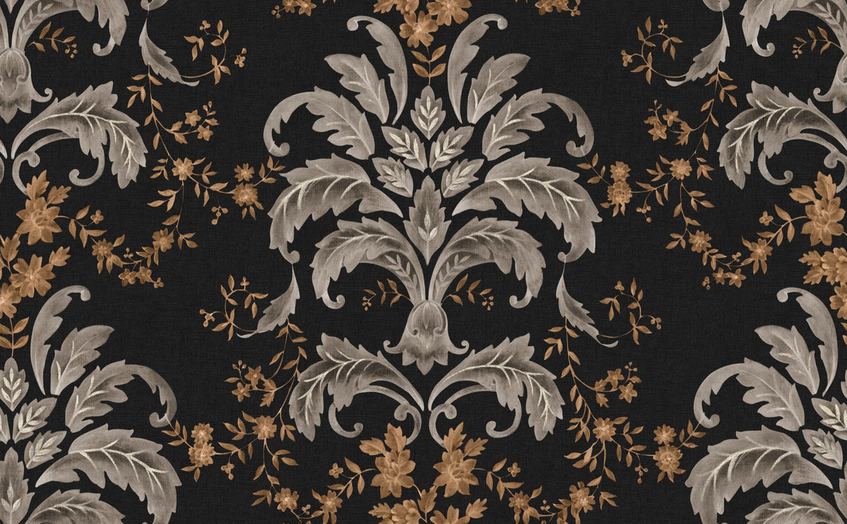 French Damask Onyx Damaskus Fabric by Coordonné