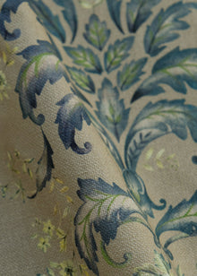 French Damask Sapphire Damaskus Fabric by Coordonné