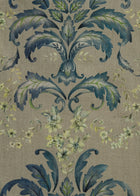 French Damask Sapphire Damaskus Fabric by Coordonné