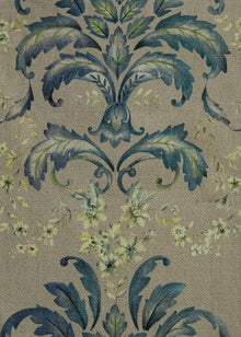 French Damask Sapphire Damaskus Fabric by Coordonné