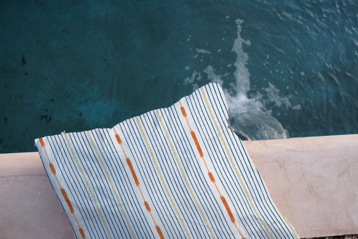 Huipil Blue Ikart Outdoor II Fabric by Coordonné