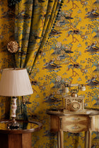 Sacred Pheasants Amber Forbidden City Fabric by Coordonné