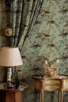 Sacred Pheasants Jade Forbidden City Fabric by Coordonné