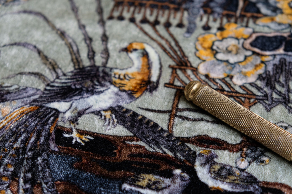 Sacred Pheasants Jade Forbidden City Fabric by Coordonné