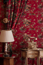 Sacred Pheasants Ruby Forbidden City Fabric by Coordonné