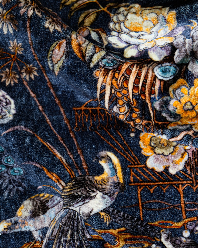 Sacred Pheasants Sapphire Forbidden City Fabric by Coordonné