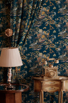 Sacred Pheasants Sapphire Forbidden City Fabric by Coordonné