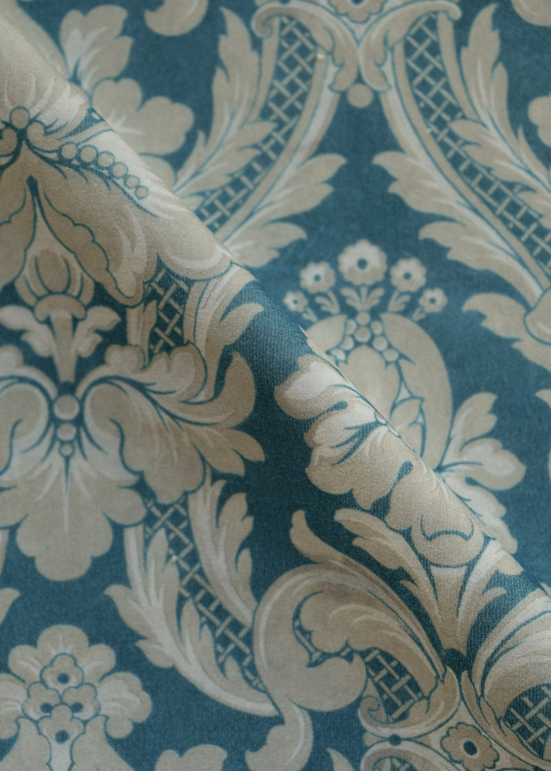 Venetian Damask Aqua Damaskus Fabric by Coordonné