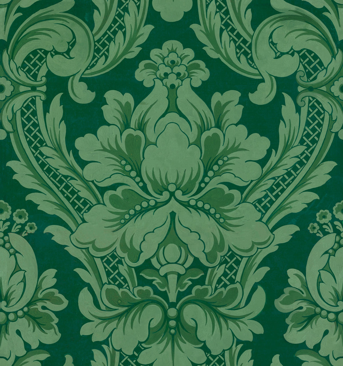Venetian Damask Emerald Damaskus Fabric by Coordonné