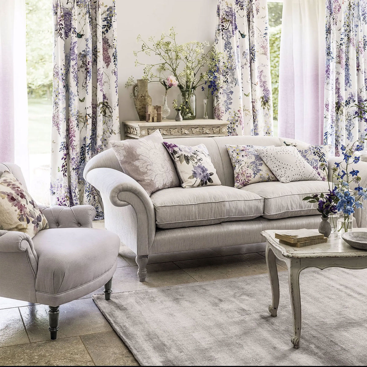 Curios Wisteria Falls Amethyst Fabric by Sanderson