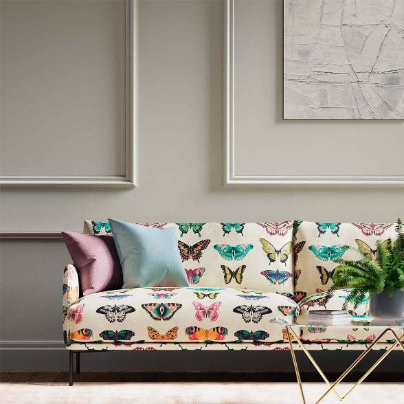 120344 Papilio Flamingo Papaya Loganberry Fabric by Harlequin