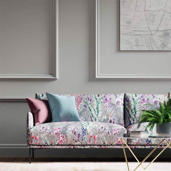 120352 Paradise Loganberry Raspberry Emerald Harlequin Fabric