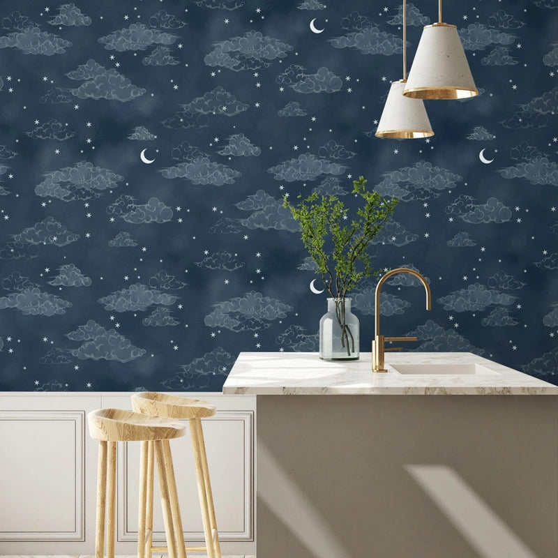 BMCF003/10C Starry Clouds Nightfall Wallpaper by Brand McKenzie