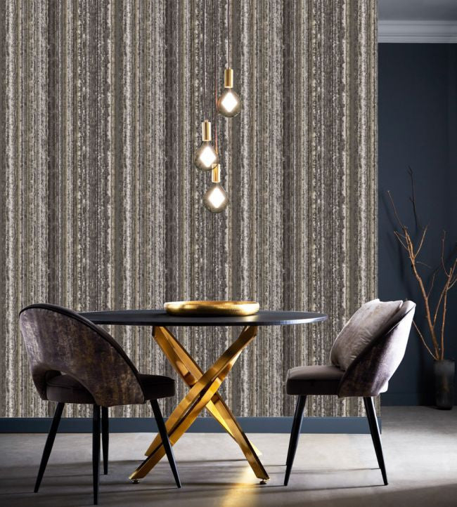 W0211/01 Striatus Charcoal Gilver Expressions Wallpaper by Clarke & Clarke