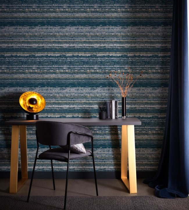 W0211/02 Striatus Midnight Expressions Wallpaper by Clarke & Clarke