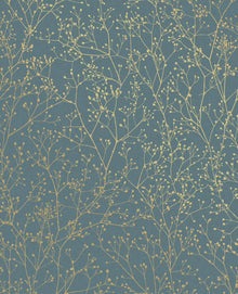 120384 Gypsophila Blue / Soft Gold Wallpaper by Clarissa Hulse