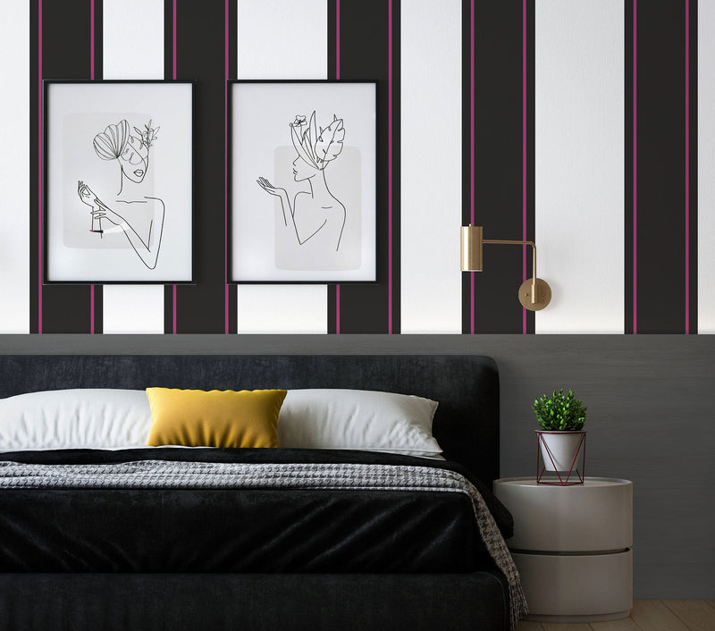 Sinus Black, Fuchsia Tilde Wallpaper by Tres Tintas