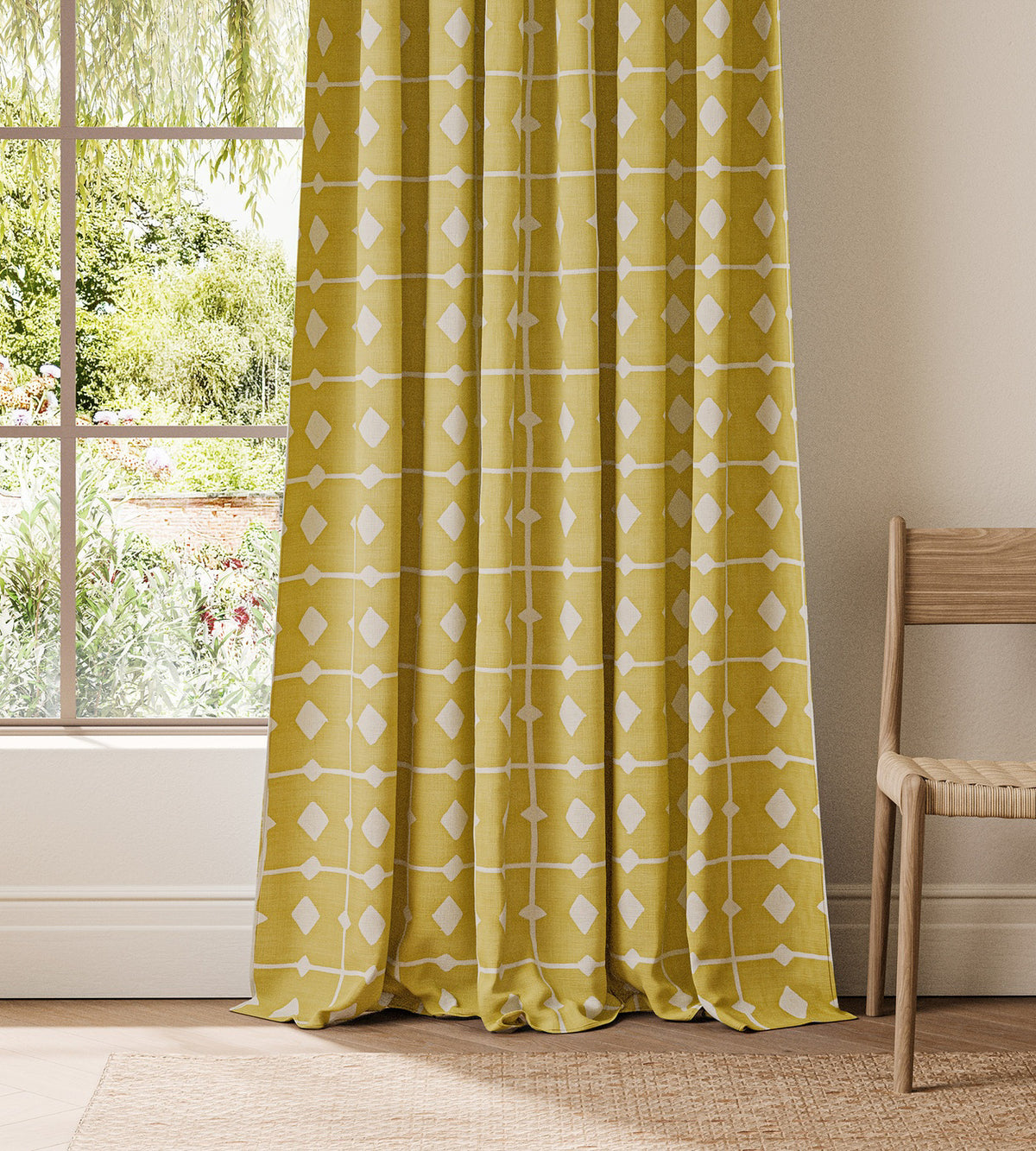 NPOF134839 Tiles Buttercup Pomona Fabric by Scion