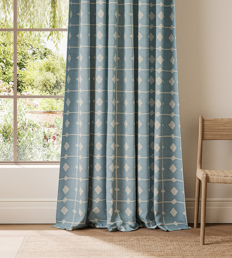 NPOF134840 Tiles Cornflower Pomona Fabric by Scion
